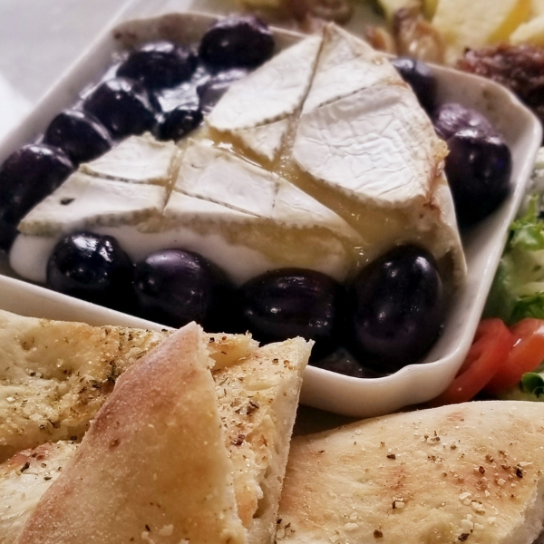 Brie Board with Roasted Grapes and French Onion Bread Braid and Cranberry Pepper Jam