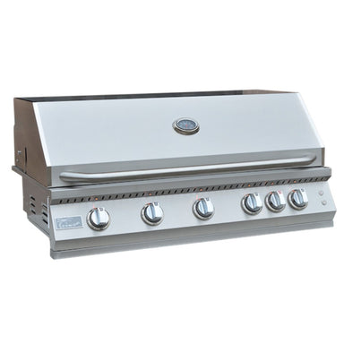 The brandnew Kokomo 40” Professional 5-Burner Built-in Gas Grill when closed