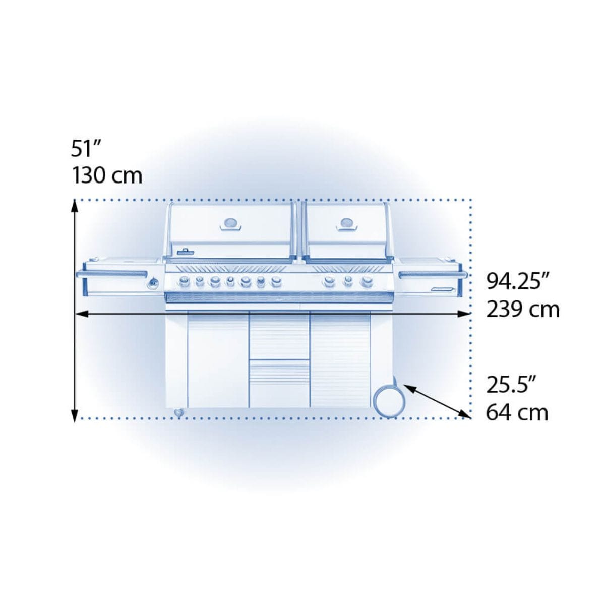 The right side shelf hides an integrated ice bucket and cutting board